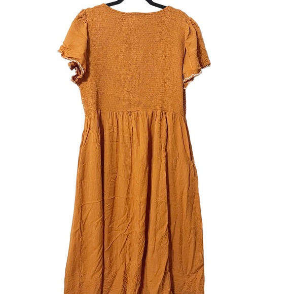 Baltic Born Orange Midi Dress with Pockets - Picture 3 of 3